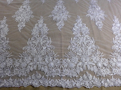 La Belleza 2021 Nouvelle mode de mariée, tissu en dentelle blanc pur / ivoire, tissu en dentelle de robe de mariée à perles blanc cassé 47 '' de largeur 1 yard