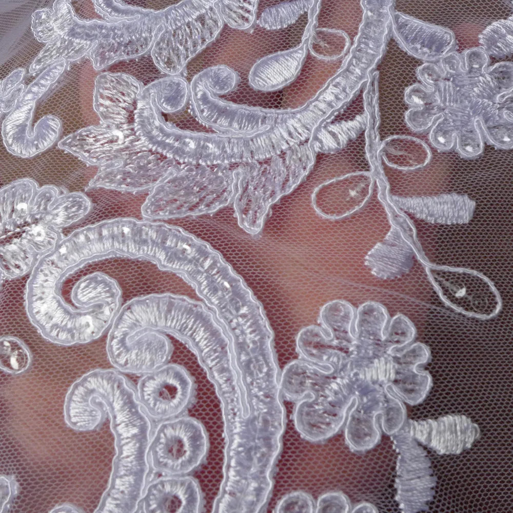 High quality Black large pattern on tulle embroidery lace fabric wedding dress/high-end dress lace fabric by yard