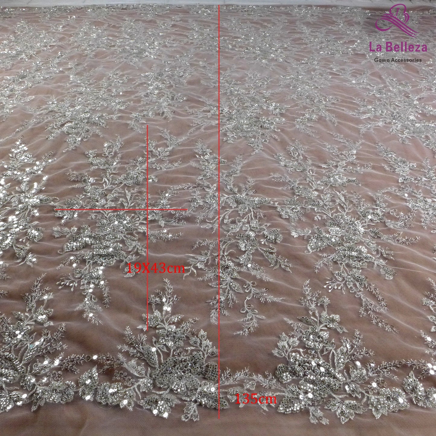 La Belleza 2021 Nouvelle mode mariée, tissu en dentelle ivoire, tissu en dentelle pour robe de mariée à perles blanc cassé 47'' largeur 1 yard