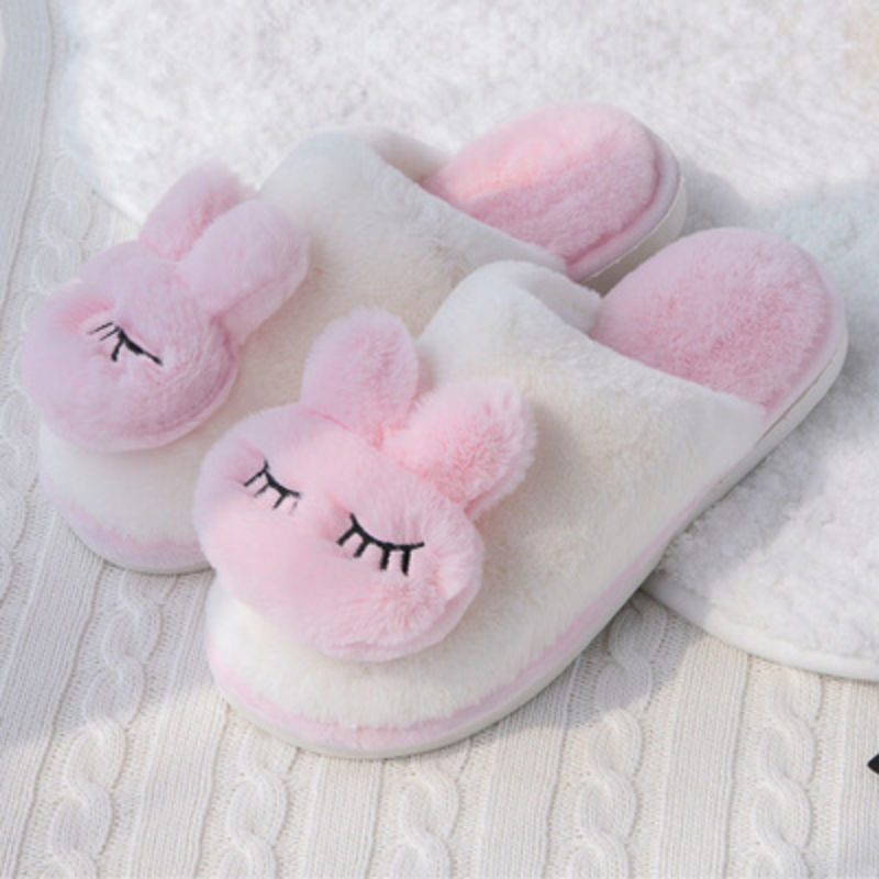 Pantoufles en coton pour femme, chaussures d'hiver pour couple, chaussures de confinement pour la maison, pantoufles mignonnes en peluche antidérapantes