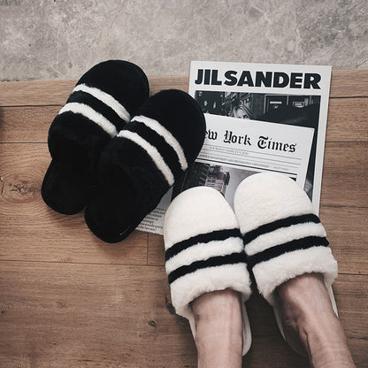 Men's And Women's Simple Plush Slippers Are Warm And Non-slip