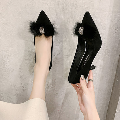 Stiletto Low-top Solid Color High Heels