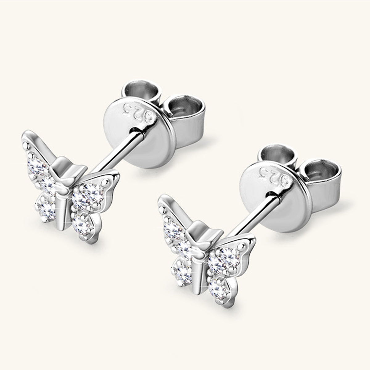 Boucles d'oreilles papillon en argent sterling 925 Moissanite