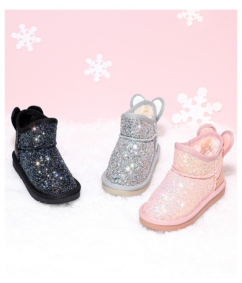 Botas de nieve para niñas y bebés, de terciopelo y gruesas, para invierno