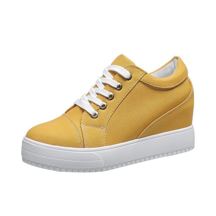 Breathable White Shoes Women's Casual Inner Height Increase Canvas Shoes Platform Shoes