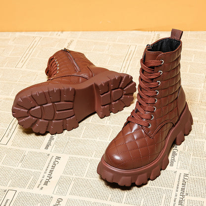 Autumn And Winter Lace Up Plus Size Handsome Thick Soled Motorcycle Boots