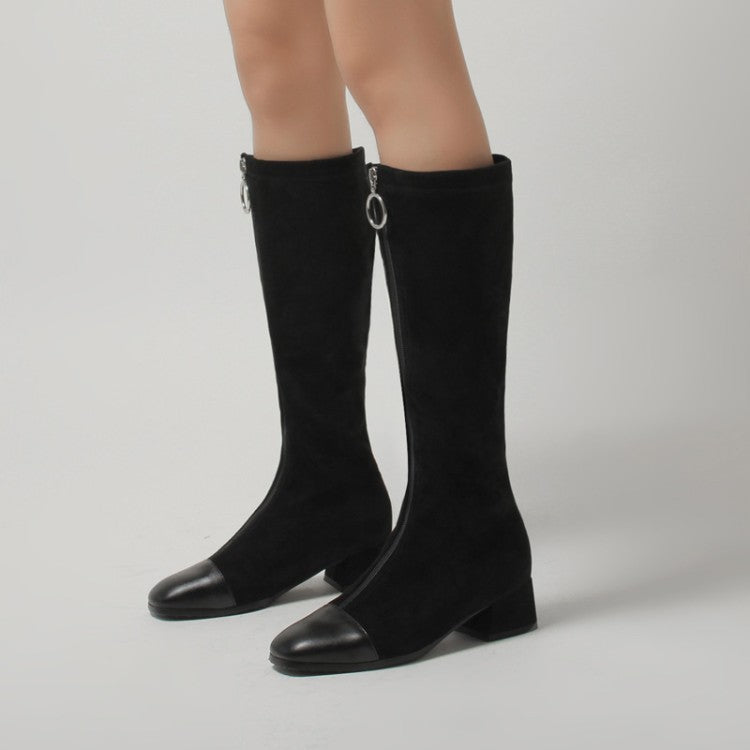 Square Heel Korean Zipper High Boots