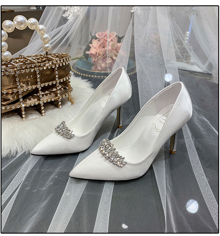 Zapatos de boda con diamantes de imitación, de princesa, de satén, talla pequeña, para dama de honor, color champán y dorado