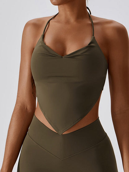 Camiseta sin mangas con cuello halter para yoga