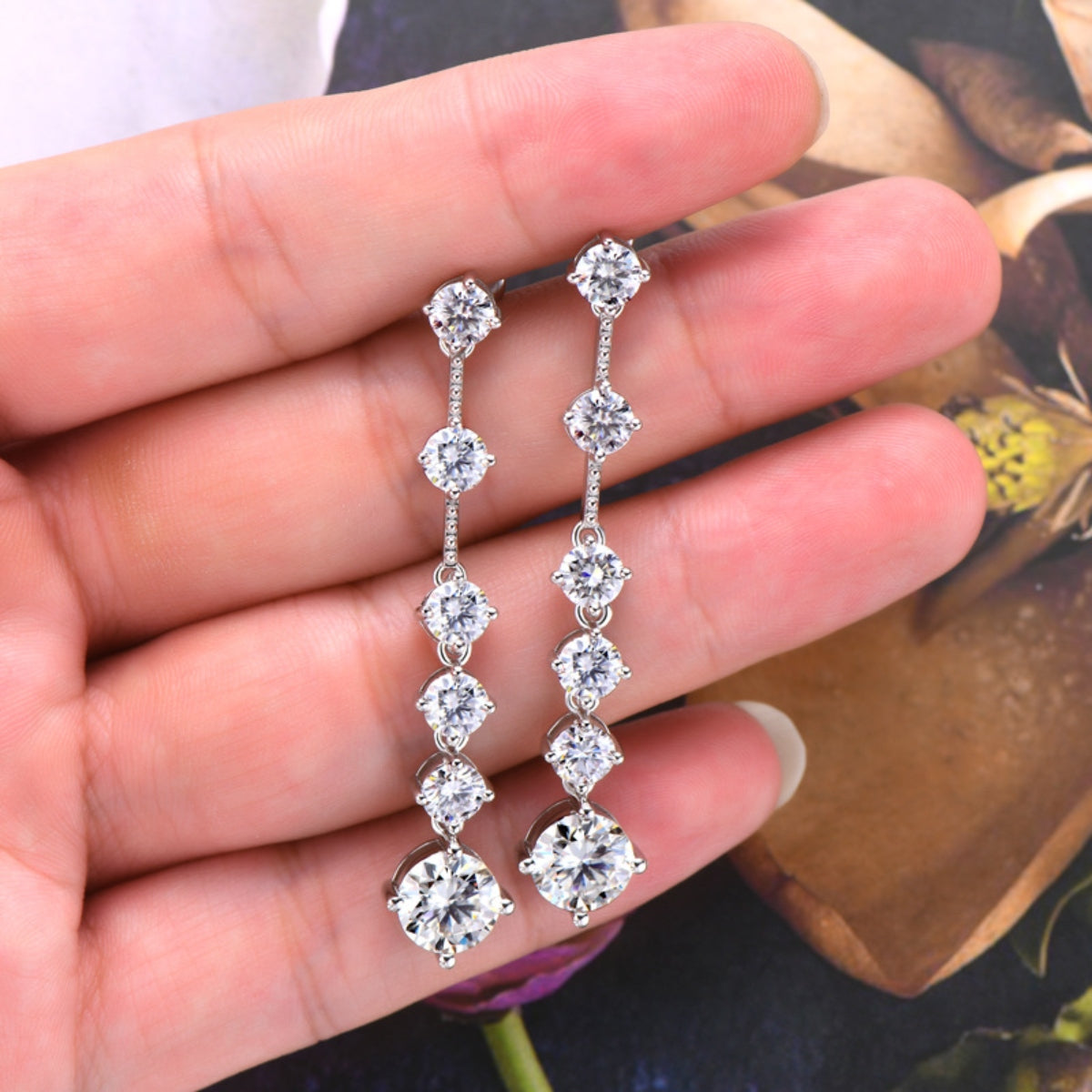 Boucles d'oreilles en argent sterling 925 moissanite 4 carats