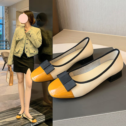 Summer Shallow Mouth Low Heel Color Matching Casual Women's Shoes