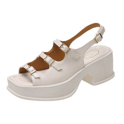 Roman Sandals Women's Vintage Peep-toe One-line Belt