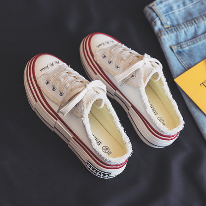 Chaussures d'été en toile à plateforme semi-traînante sans talon