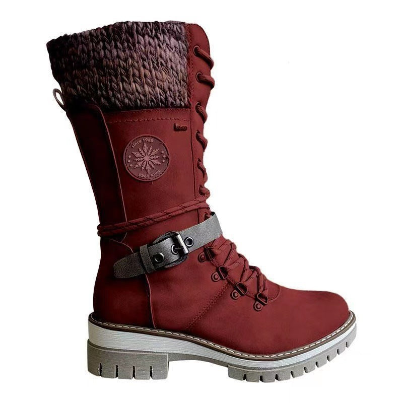 Botas de montar para mujer nuevas de otoño e invierno, botas de nieve europeas y americanas