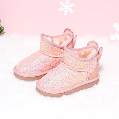 Girls Snow Boots Children's Baby Thickening And Velvet Winter