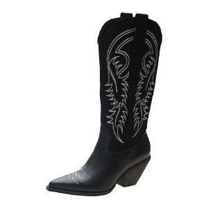 Bottes de cowboy western brodées en filet rouge