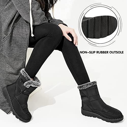 Botas de nieve de invierno, cálidas botas de plataforma de felpa, zapatos impermeables con velcro