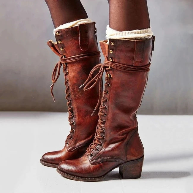 New Lace-up Boots Women's Boots With Thick Heel