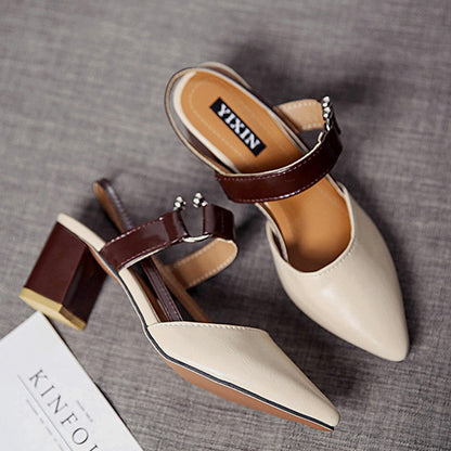 New Style Single Shoes Baotou Thick Heel Sandals