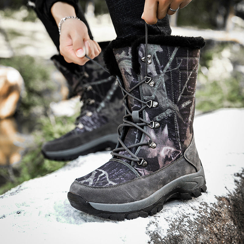 Zapatos de algodón grueso para exteriores de invierno, zapatos de caña alta y terciopelo