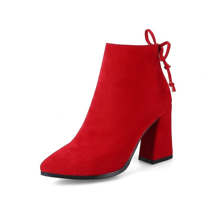 Chaussures de mariage Bottes courtes de mariage d'hiver Talon épais Chaussures de mariée rouges Talons hauts