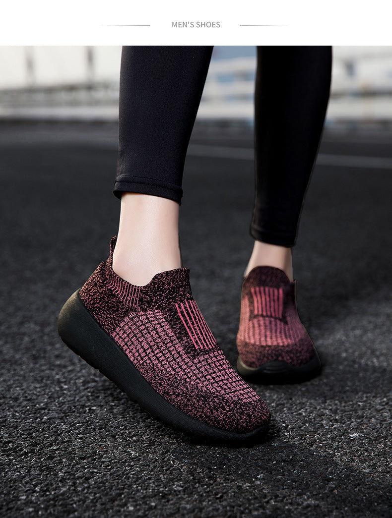 Plus Size Men's And Women's Fly-knit Sneakers Slip-on Casual Shoes