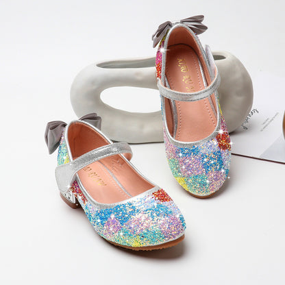 Chaussures de princesse pour filles, chaussures colorées à strass, chaussures d'étudiant, semelles souples, pour enfants et bébés