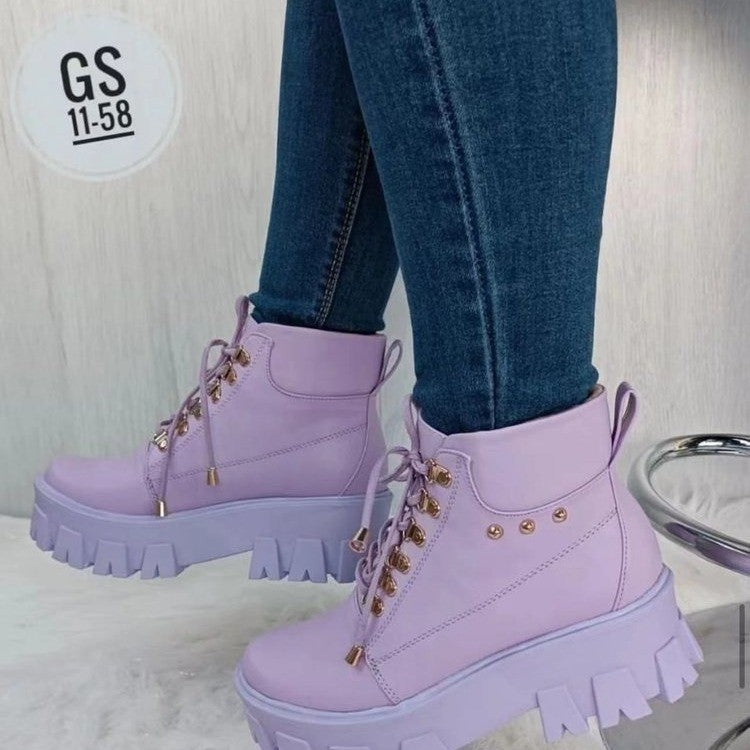 Botas Martin con cordones informales de moda para mujer