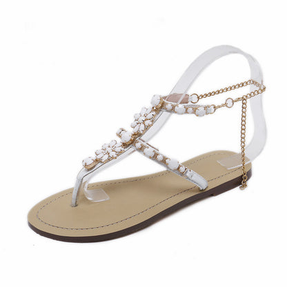 Large size water diamond chain flat Roman flip flops sandals