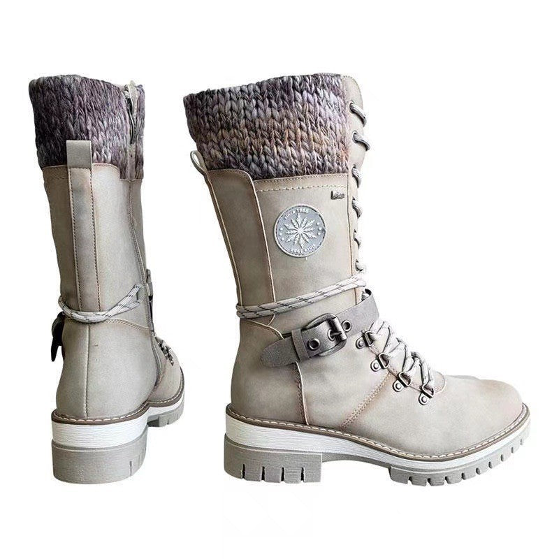 Botas de montar para mujer nuevas de otoño e invierno, botas de nieve europeas y americanas