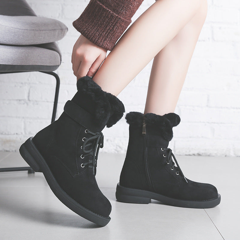 New Korean Style Thick-soled Mid-tube Boots Side Zipper Thick Heel Ankle Boots