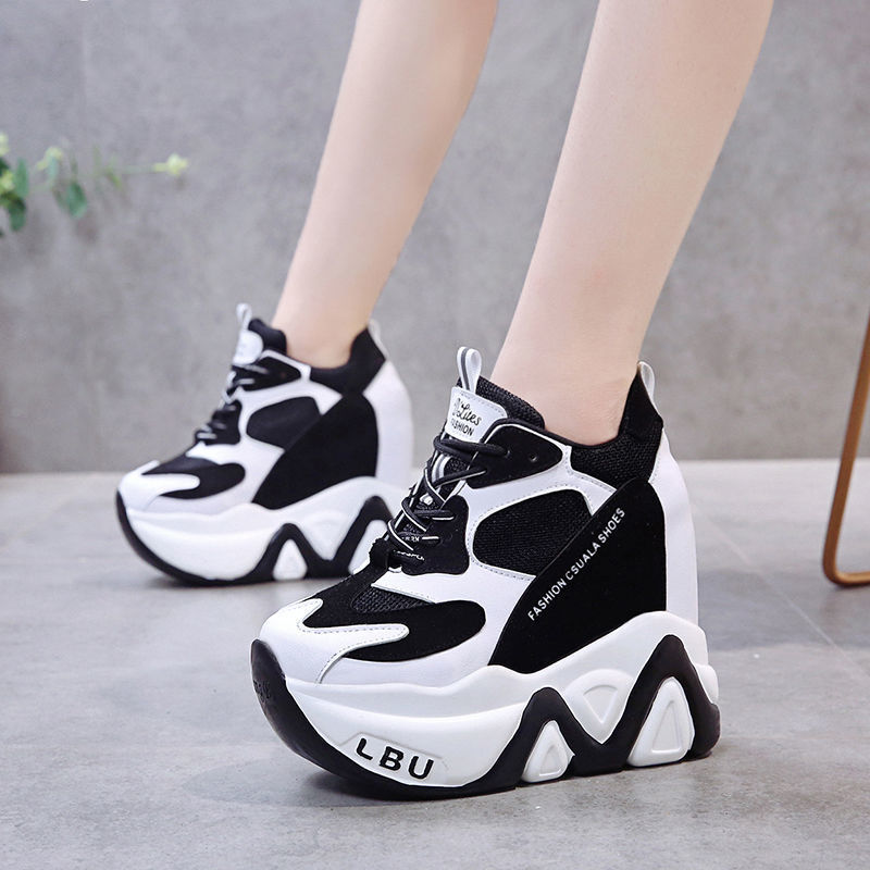 Increased Daddy Shoes Within 12cm Women's Thick-soled Super High-heeled Sports