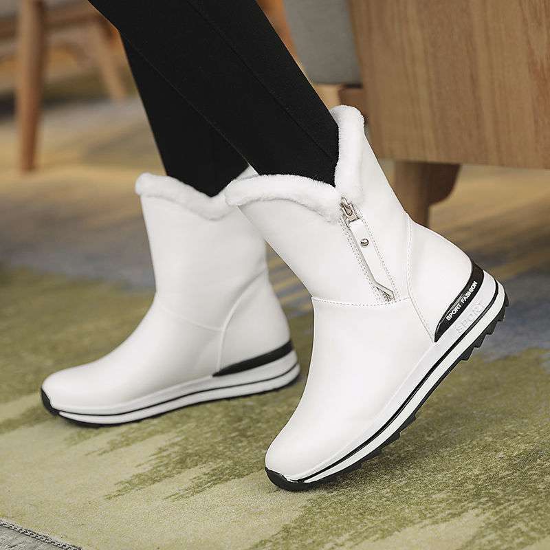 Bottes de neige pour femmes, chaussures imperméables en coton et velours, bottes courtes pour grands enfants