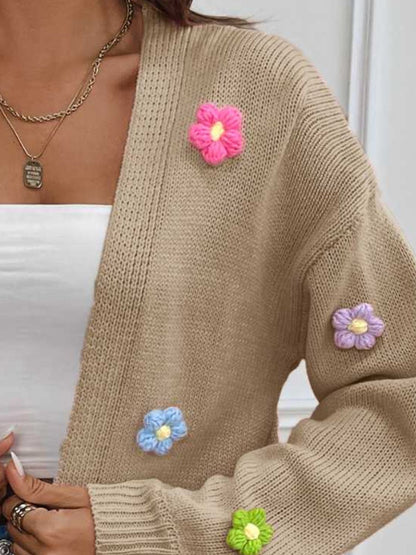 Cárdigan abierto de manga larga con estampado floral