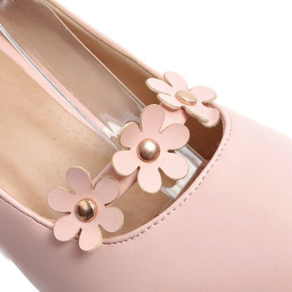 Chaussures simples à la mode pour femmes avec pompon et fleurs