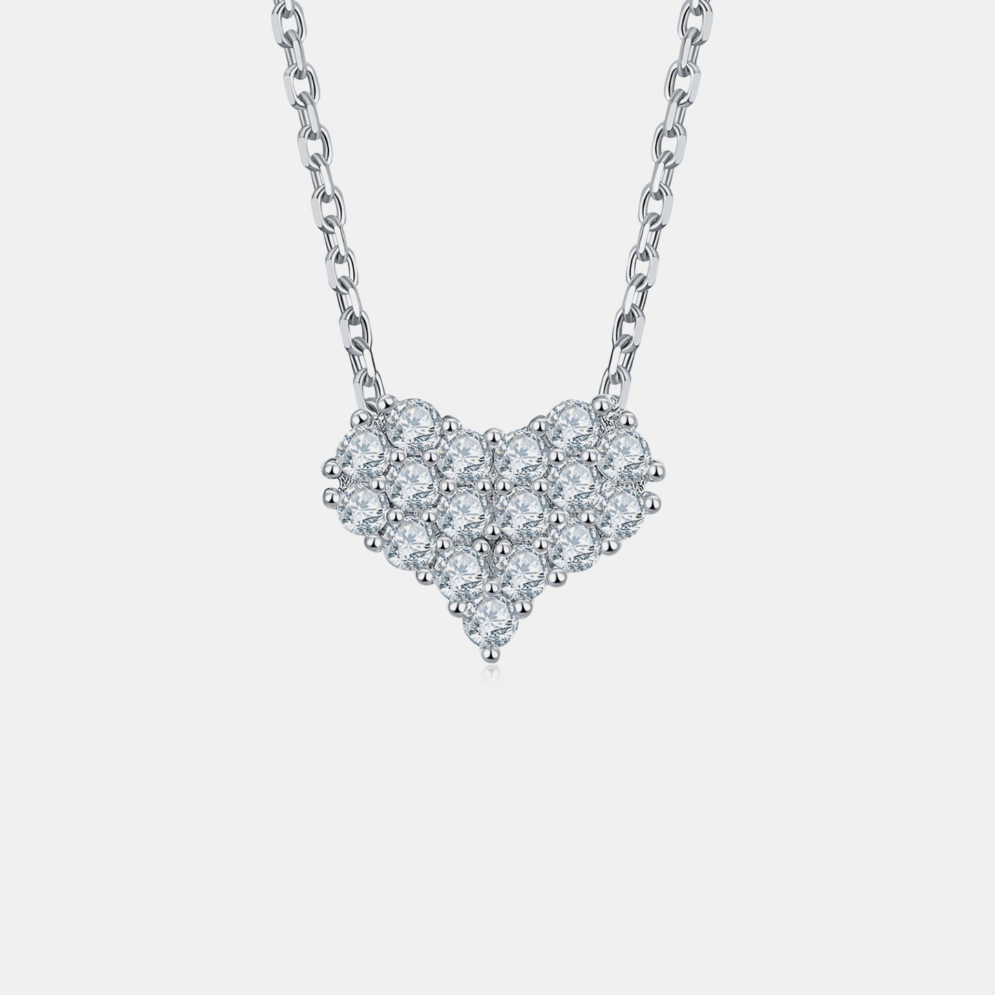 Collier coeur en argent sterling 925 Moissanite