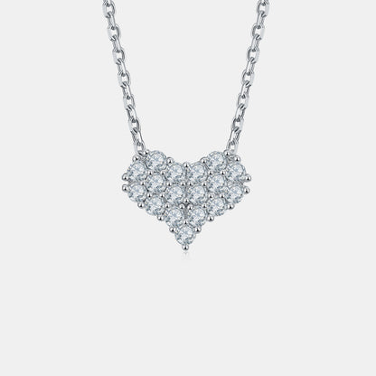 Collier coeur en argent sterling 925 Moissanite