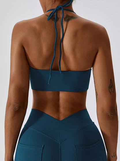 Camiseta sin mangas con cuello halter para yoga