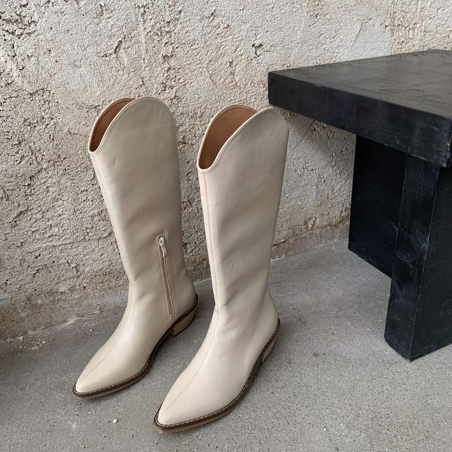 Bottes de cowboy western fines, à bout pointu et à talons épais, bottes pour femmes jusqu'aux genoux