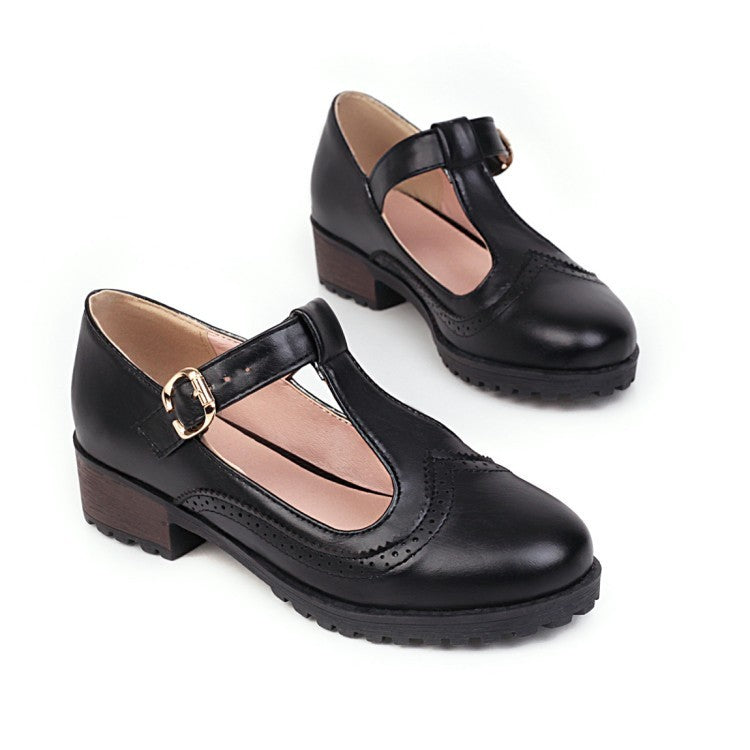 College Style Large Size Women's Shoes T-shoes Spring Buckle Single Shoes Student Shoes