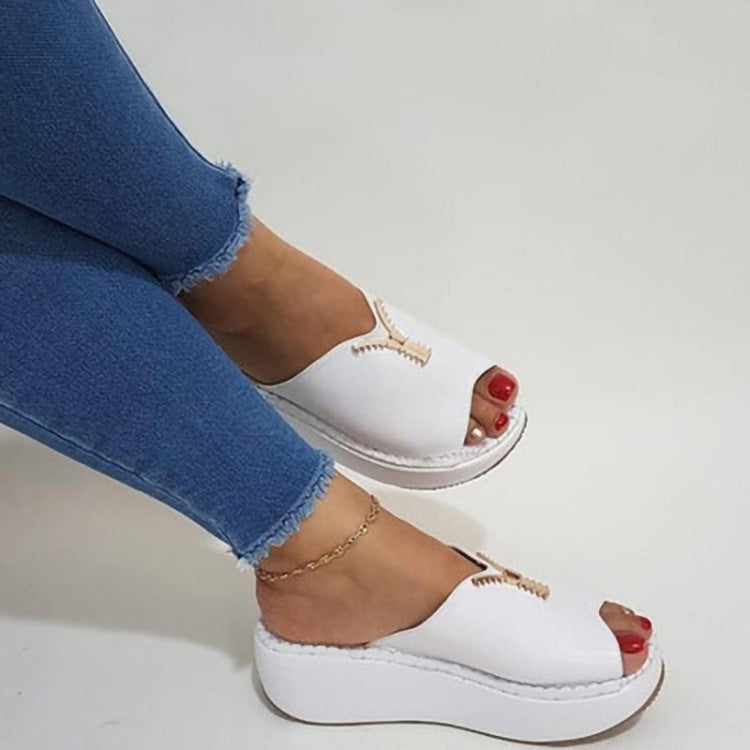 Sandalias de plataforma con boca de pez de moda de gran tamaño