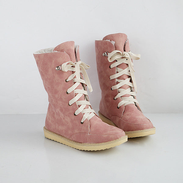 Women's Flat Casual Lace Up Boots