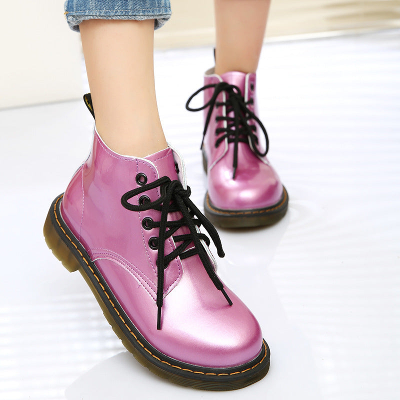 Fashion Round Toe Lace Up Women Boots