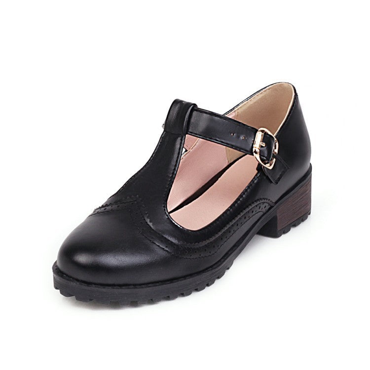 College Style Large Size Women's Shoes T-shoes Spring Buckle Single Shoes Student Shoes